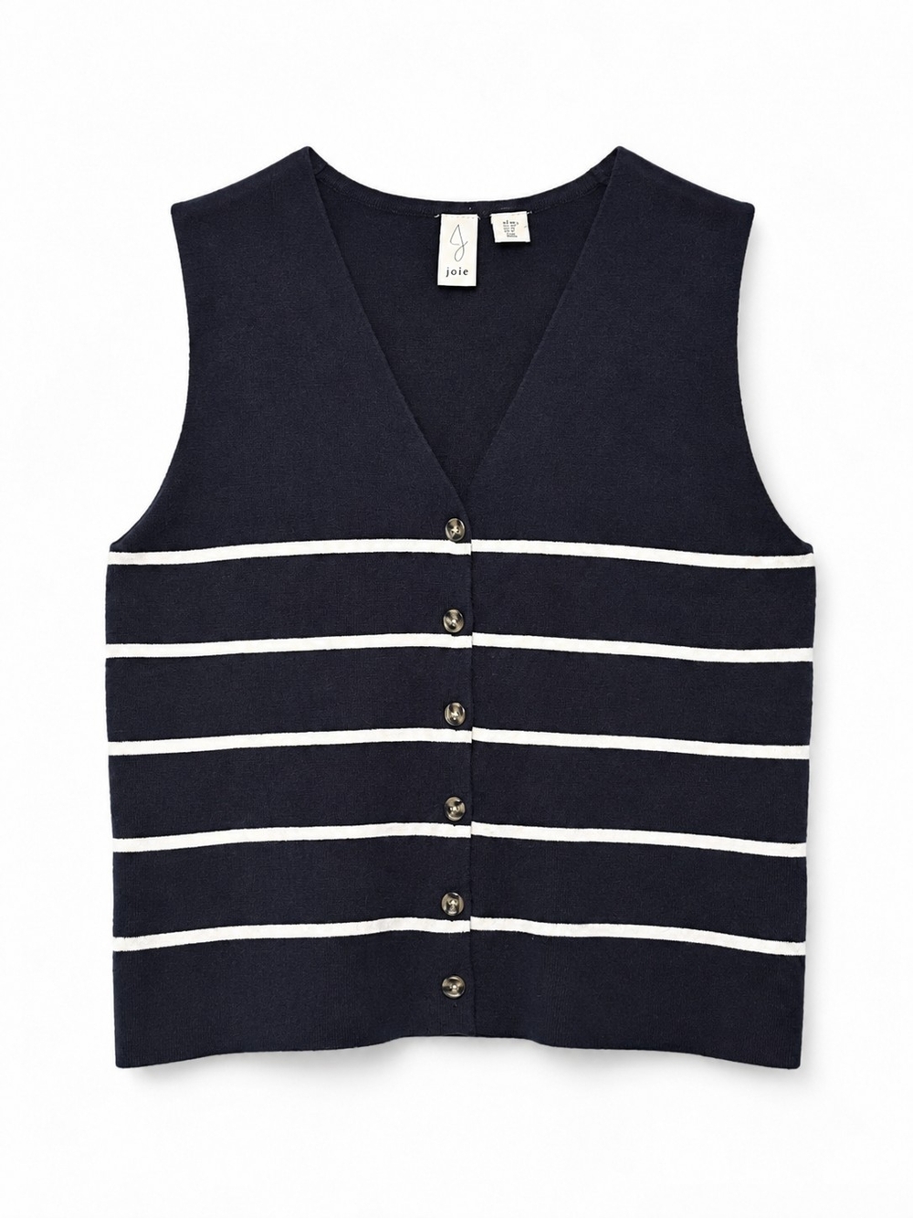 Joie Women’s Striped Knit Button Front Sweater Vest Navy White Size M